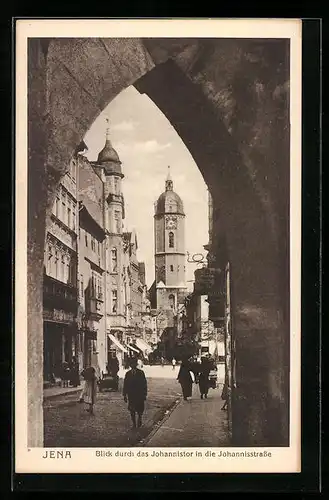 AK Jena, Johannistor und Johannisstrasse mit Passanten