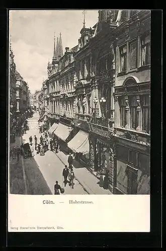 AK Cöln, Hohestrasse mit Passanten aus der Vogelschau