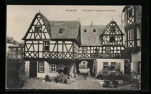 AK Bacharach, Templerhof genannt Posthof, Fachwerkhaus