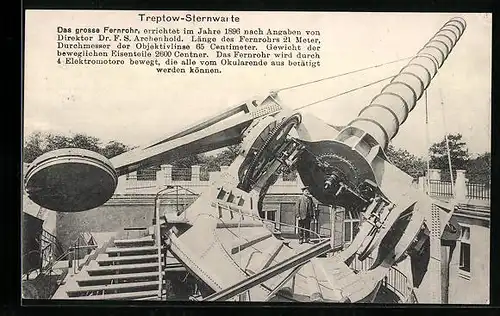 AK Berlin-Treptow, Sternwarte, Das grosse Fernrohr
