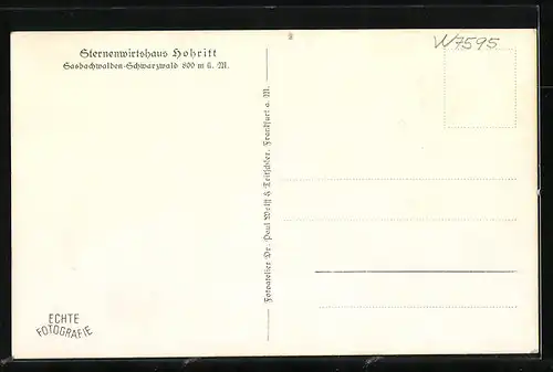 AK Sasbachwalden /Schwarzw., Blick auf Sternenwirtshaus Hohritt