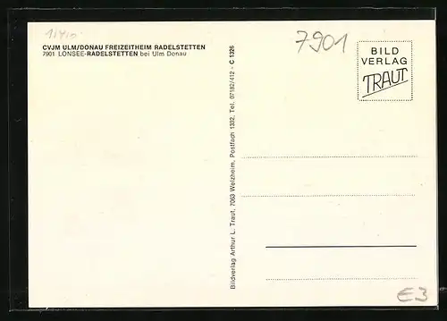 AK Lonsee-Radelstetten b. Ulm, CVJM Ulm /Donau Freizeitheim Radelstetten