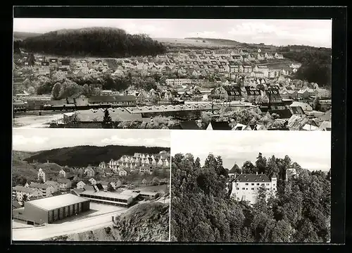 AK Blaustein, Ortsansicht aus der Vogelschau, Gebäudeansicht