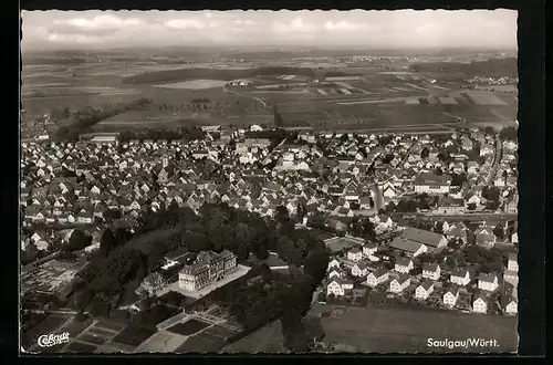 AK Saulgau /Württ., Ortsansicht vom Flugzeug aus