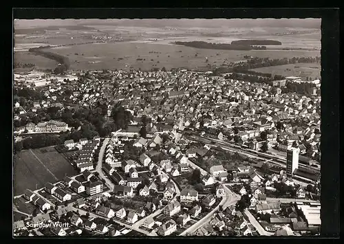 AK Saulgau /Württ., Ortsansicht vom Flugzeug aus