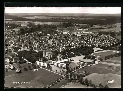 AK Saulgau /Württ., Ortsansicht vom Flugzeug aus