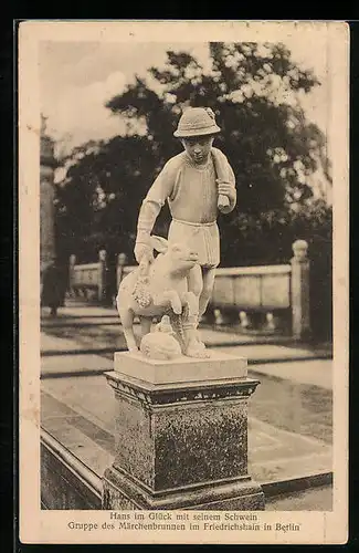 AK Berlin-Friedrichshain, Märchenbrunnen, Hans im Glück im Friedrichshain