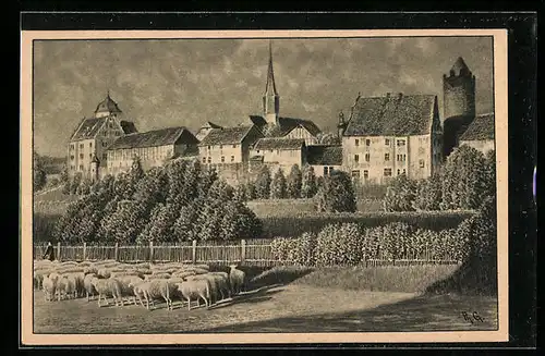 AK Schlitz, Burgen mit Schafherde