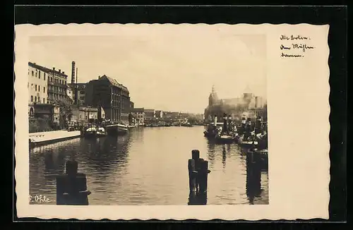 AK Alt-Berlin, Am Mühlendamm mit Dampfbooten