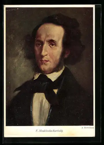 Künstler-AK F. Mendelssohn-Bartholdy, Portrait des Komponisten