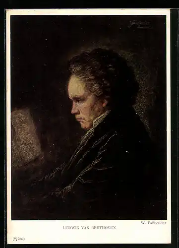 Künstler-AK Ludwig van Beethoven beim Komponieren