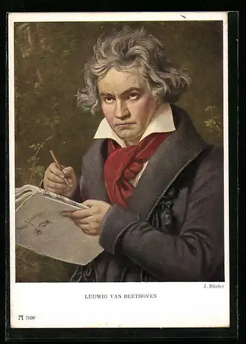 Künstler-AK Ludwig van Beethoven komponiert