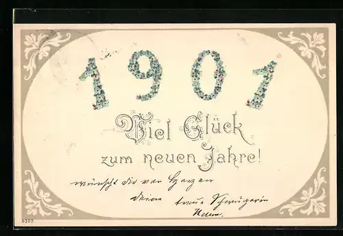 AK Jahreszahl 1901 aus Vergissmeinnicht