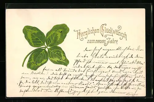AK Kleeblatt zum neuen Jahre