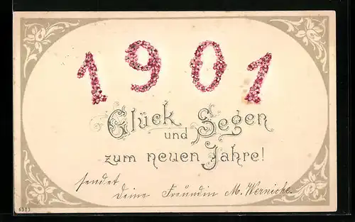 AK Jahreszahl 1901, Blüten