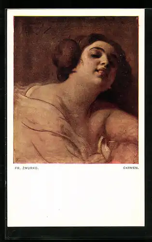 Künstler-AK Franciszek Zmurko: Portrait des Mädchens Carmen