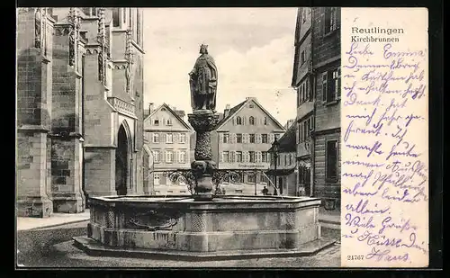 AK Reutlingen, Partie am Kirchbrunnen