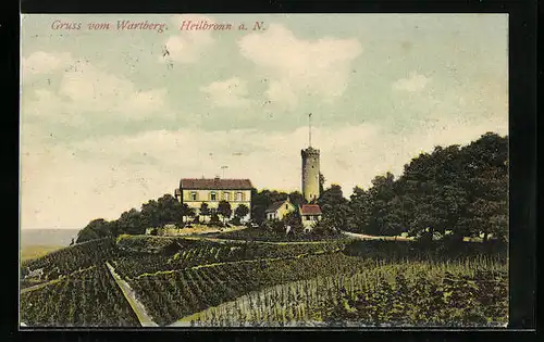 AK Heilbronn a. N., Gasthaus und Turm auf dem Wartberg