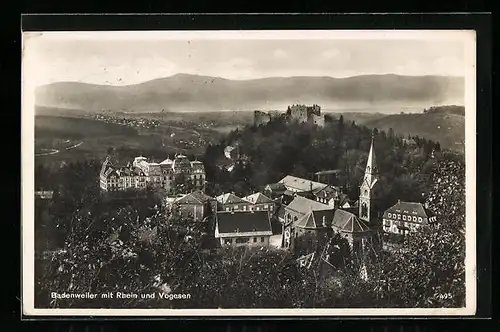 AK Badenweiler, Teilansicht mit Rhein und Vogesen