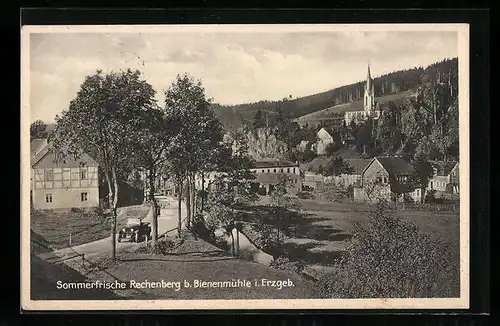 AK Rechenberg bei Bienenmühle /Erzgeb., Ortsansicht mit Landstrasse