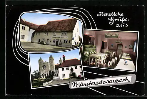 AK Münsterschwarzach, Ortspartie, Gaststätte zur Münsterklause L. Hertlein