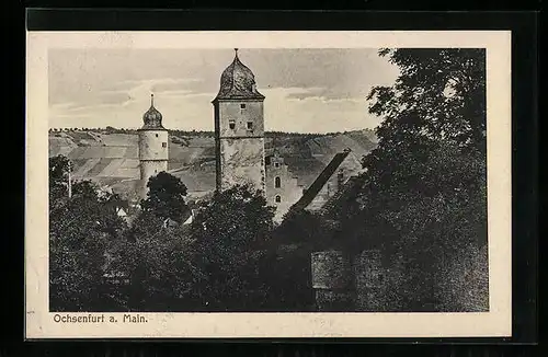 AK Ochsenfurt a. M., Teilansicht mit Kirchtürmen