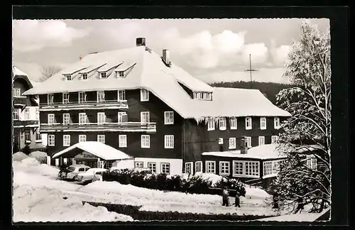 AK Altglashütten /Schwarzw., Kurhaus Hirschen im Winter