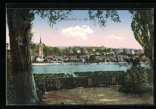 AK Pfaffendorf a. Rh., Ortspanorama mit Rhein