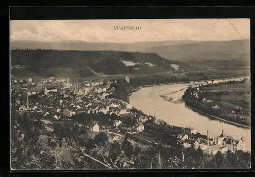 AK Waldshut, Ortsansicht aus der Vogelschau