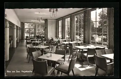 AK Plön am See, Gasthof zur Fegetasche, Innenansicht See-Veranda