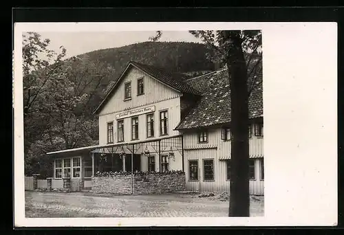 AK Oker am Harz, Hotel-Pension Deutsches Haus A. Halscheidt, Strassenansicht