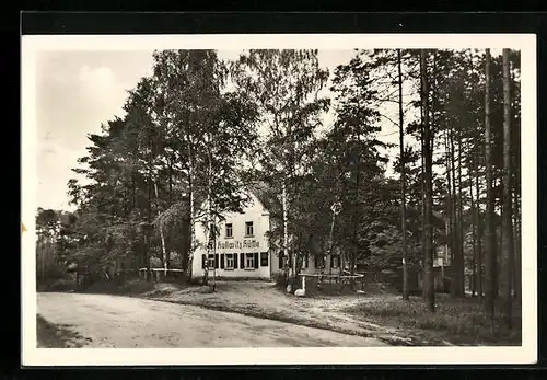 AK Oschatz, Schulungs- und Ferienheim Käthe-Kollwitz-Hütte, Dahlener Heide