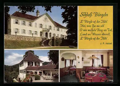 AK Kandern, Schloss Bürgeln, Freitreppe, Speiseraum