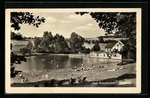 AK Hetzdorf, Freibad Bad Sumpfmühle mit Badegästen