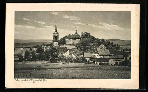 AK Frauenstein /Erzgeb., Ortsansicht mit Feldern