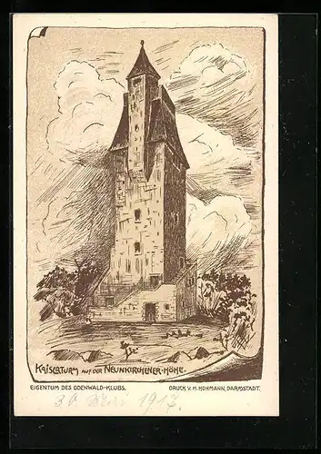 Künstler-AK Neunkirchen, Kaiserturm auf der Neunkirchener Höhe