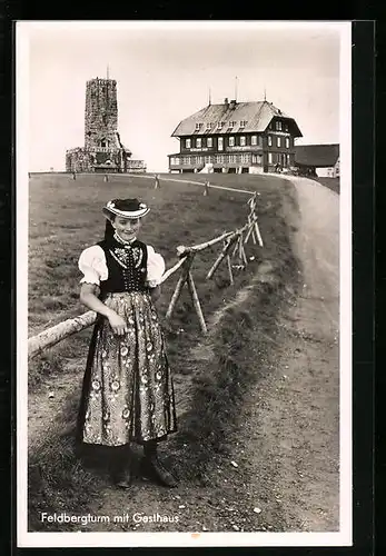 AK Feldberg /Schwarzw., Feldbergturm mit Hotel Feldbergerhof und Feldbergerin