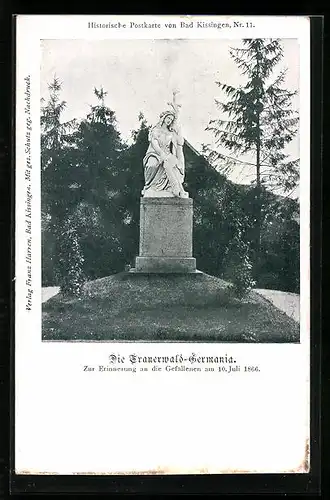 AK Bad Kissingen, Trauerwald-Germania, Denkmal für die Gefallenen von 1866