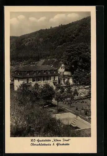 AK Oberschlottwitz bei Glashütte, HO-Gaststätte Klein-Tirol aus der Vogelschau