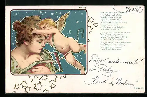 AK Engel tröstet eine Frau, Jugendstil