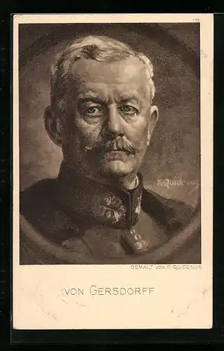 Künstler-AK Fritz Quidenus: Heerführer von Gersdorff in Uniform