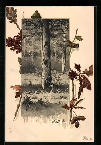 Künstler-AK Alfred Mailick: Waldpartie mit Eichenblättern