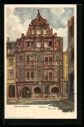 Künstler-AK Karl Mutter: Heidelberg, Hotel zum Ritter