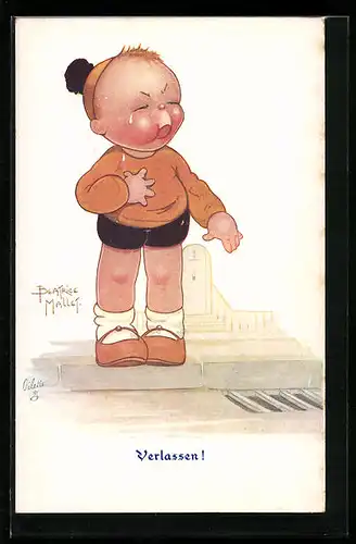 Künstler-AK Beatrice Mallet: Weinender Junge auf der Strasse