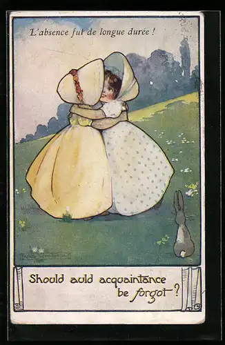 Künstler-AK Agnes Richardson: Zwei junge Frauen bei einem Treffen