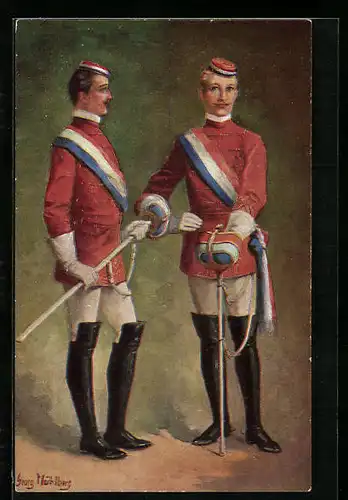 Künstler-AK Georg Mühlberg: Die Herren Chargierten mit Degen