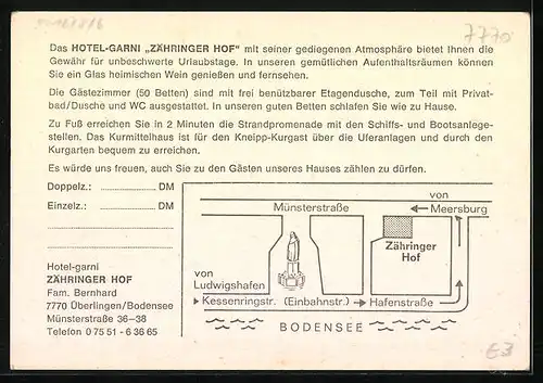 AK Überlingen /Bodensee, Hotel-Garni Zähringer Hof