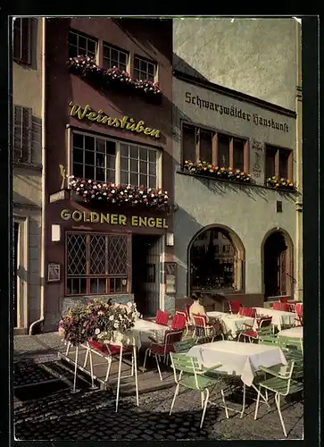 AK Freiburg i. Br., Restaurant Goldener Engel, Am Münsterplatz 14