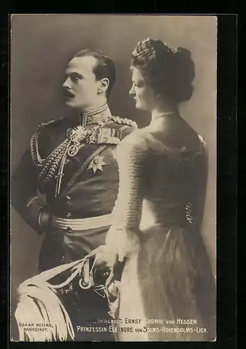 AK Grossherzog Ernst August von Hessen und Prinzessin Eleonore von Solms-Hohensolms-Lich