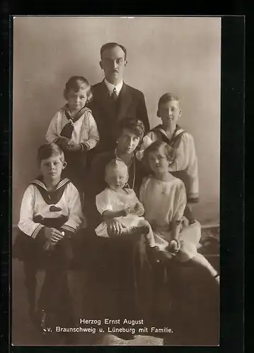 AK Ernst August Herzog von Braunschweig mit Familie
